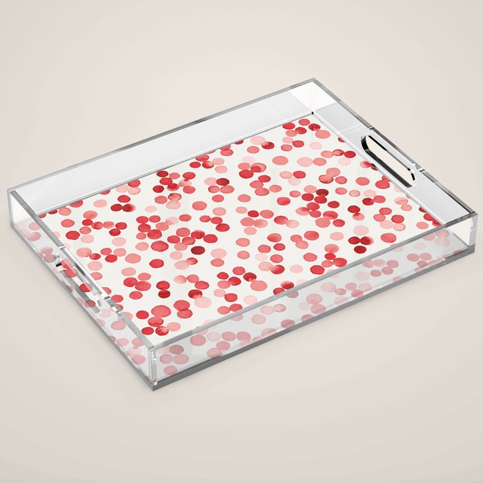 Holiday Confetti Christmas Dots Red Acrylic Tray Gallery Image 1