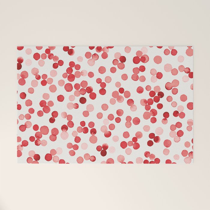 Holiday Confetti Christmas Dots Red Welcome Mat Gallery Image 1