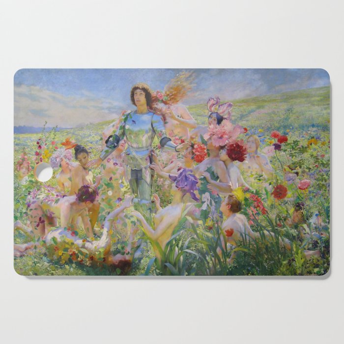 Le Chevalier aux Fleurs -Georges Rochegrosse The Flower Knight Cutting Board Gallery Image 1