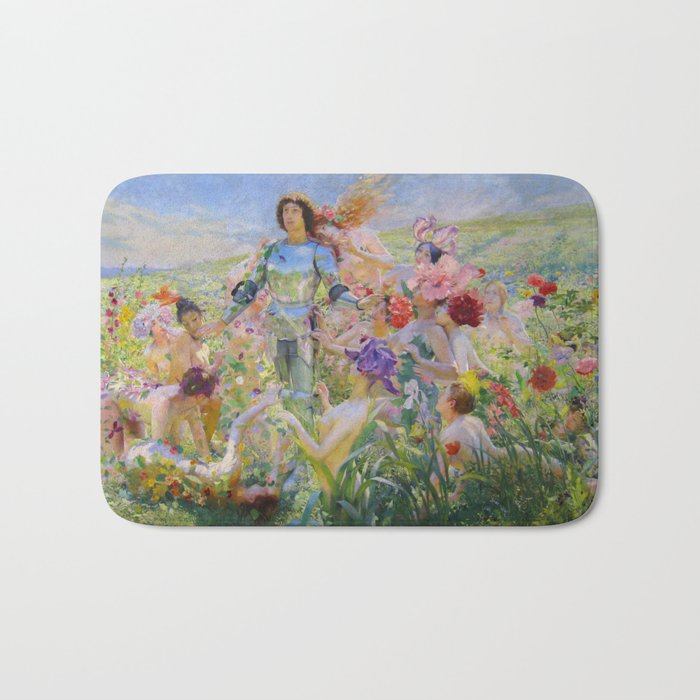 Le Chevalier aux Fleurs -Georges Rochegrosse The Flower Knight Bath Mat Gallery Image 1