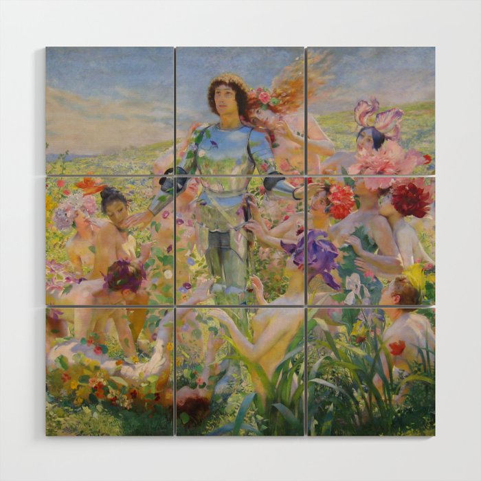 Le Chevalier aux Fleurs -Georges Rochegrosse The Flower Knight Wood Wall Art Gallery Image 1