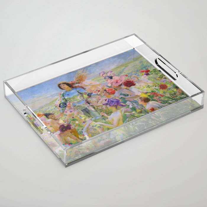 Le Chevalier aux Fleurs -Georges Rochegrosse The Flower Knight Acrylic Tray Gallery Image 1