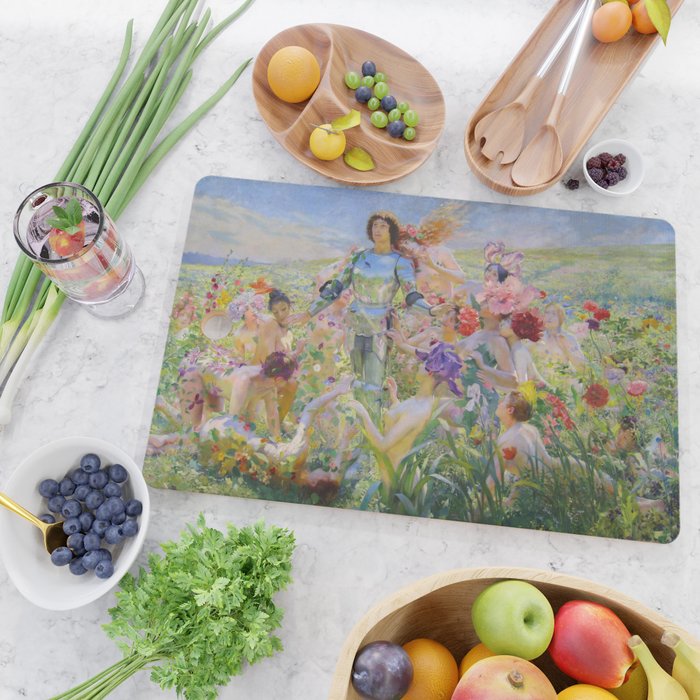 Le Chevalier aux Fleurs -Georges Rochegrosse The Flower Knight Cutting Board Gallery Image 2