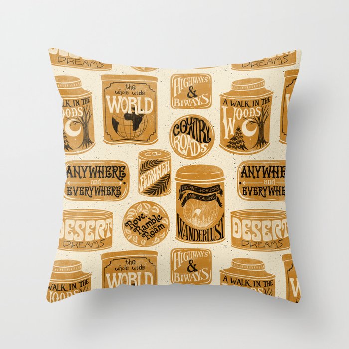Vagabondâs Cupboard - gold, black, and cream  Throw Pillow Gallery Image 6