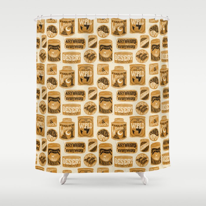 Vagabondâs Cupboard - gold, black, and cream  Shower Curtain Gallery Image 1