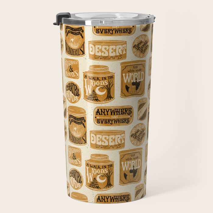 Vagabondâs Cupboard - gold, black, and cream  Travel Mug Gallery Image 3