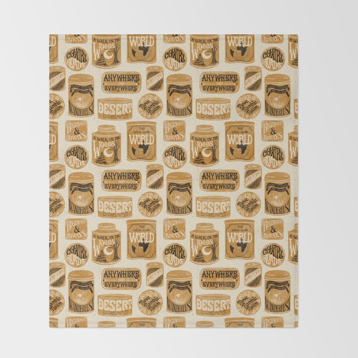 Vagabondâs Cupboard - gold, black, and cream  Throw Blanket Gallery Image 2
