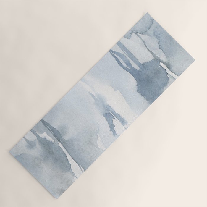 Pastel blue gray abstract watercolor brushstrokes stripes pattern Yoga Mat Gallery Image 1