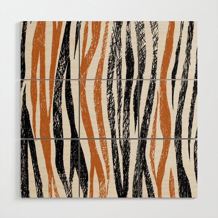 Black Forest Stripes terracotta Wood Wall Art Gallery Image 1