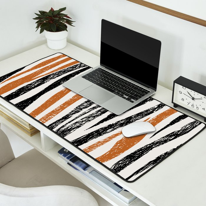 Black Forest Stripes terracotta Desk Mat Gallery Image 2