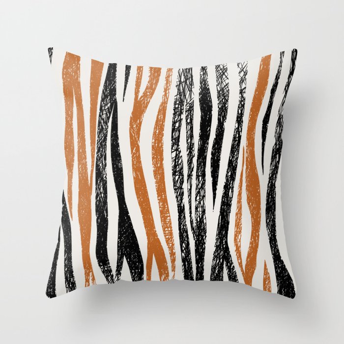 Black Forest Stripes terracotta Throw Pillow Gallery Image 6