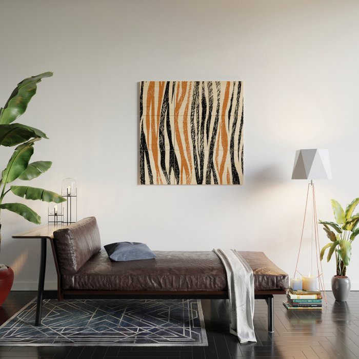 Black Forest Stripes terracotta Wood Wall Art Gallery Image 2