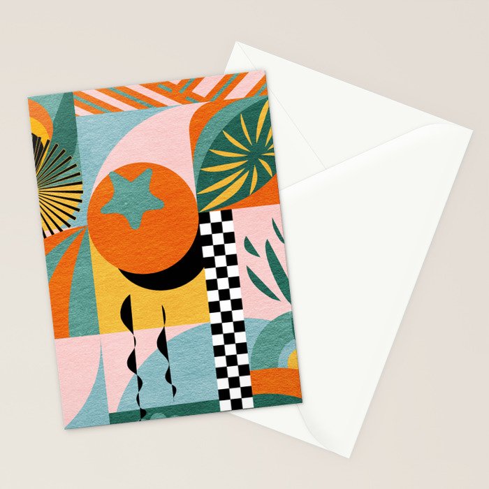 Tropical Orange Forest Sunset / Summer Nature Geometry Landscape Stationery Card Gallery Image 2