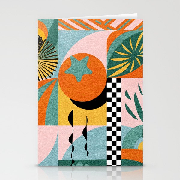 Tropical Orange Forest Sunset / Summer Nature Geometry Landscape Stationery Card Gallery Image 1