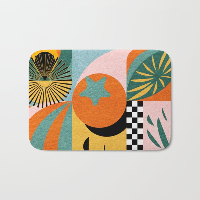 Tropical Orange Forest Sunset / Summer Nature Geometry Landscape Bath Mat Gallery Image 1