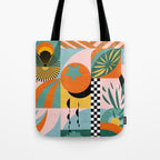 Tropical Orange Forest Sunset / Summer Nature Geometry Landscape Tote Bag Gallery Image 1