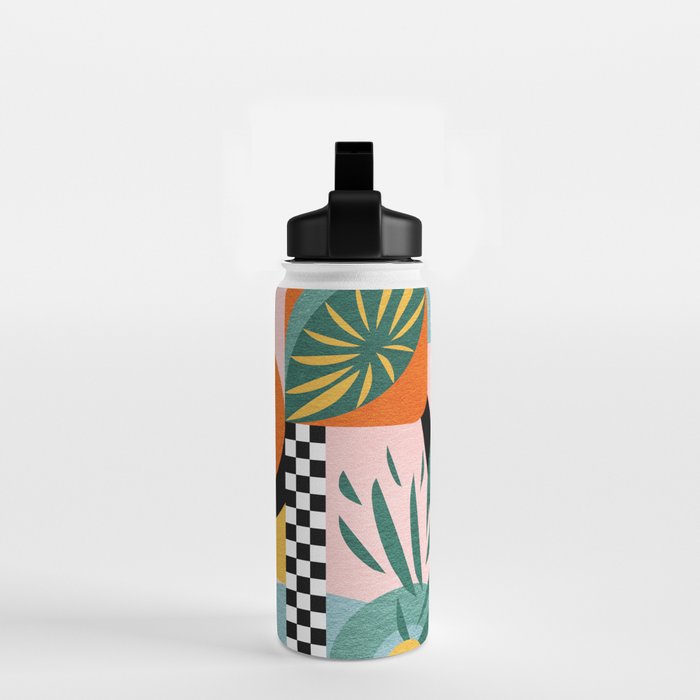 Tropical Orange Forest Sunset / Summer Nature Geometry Landscape Water Bottle Gallery Image 2