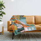 Tropical Orange Forest Sunset / Summer Nature Geometry Landscape Throw Blanket Gallery Image 1