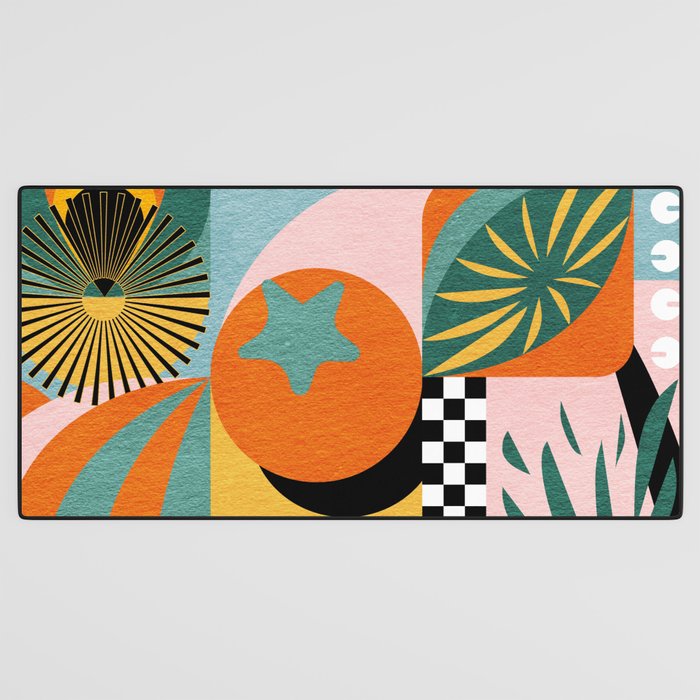 Tropical Orange Forest Sunset / Summer Nature Geometry Landscape Desk Mat Gallery Image 3
