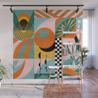 Tropical Orange Forest Sunset / Summer Nature Geometry Landscape Wall Mural Gallery Image 1