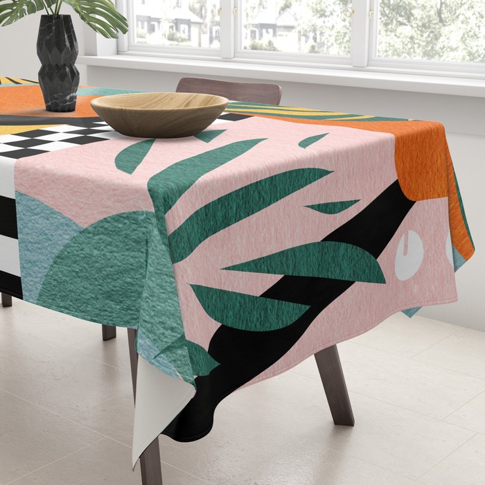 Tropical Orange Forest Sunset / Summer Nature Geometry Landscape Tablecloth Gallery Image 3