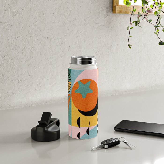 Tropical Orange Forest Sunset / Summer Nature Geometry Landscape Water Bottle Gallery Image 4