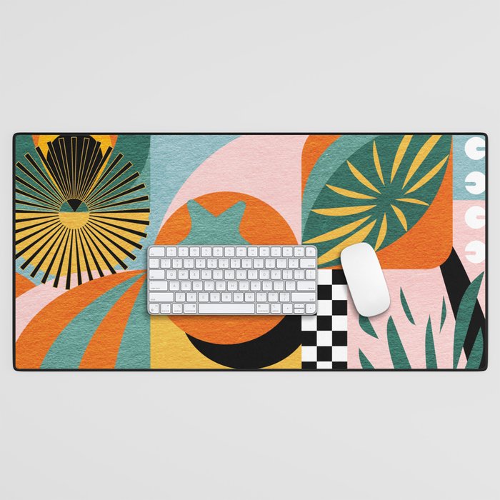 Tropical Orange Forest Sunset / Summer Nature Geometry Landscape Desk Mat Gallery Image 1
