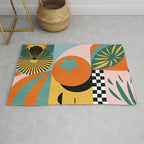 Tropical Orange Forest Sunset / Summer Nature Geometry Landscape Rug Gallery Image 1
