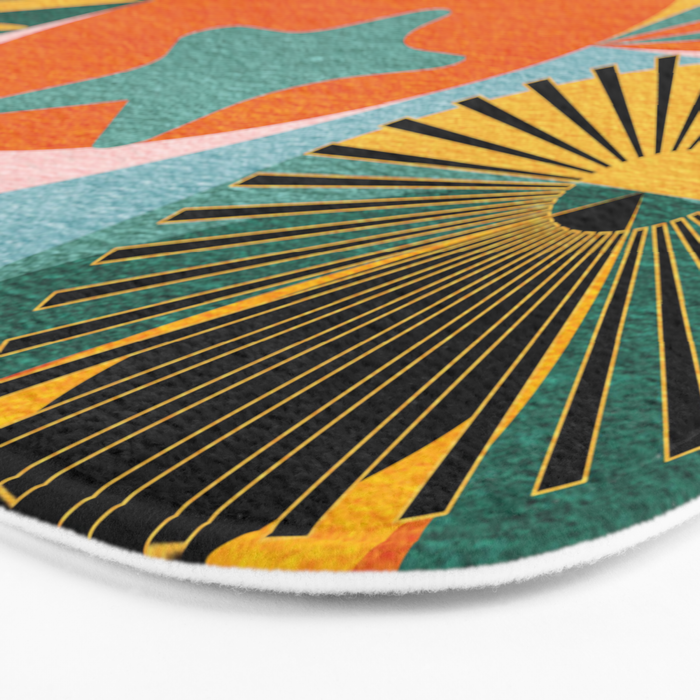 Tropical Orange Forest Sunset / Summer Nature Geometry Landscape Bath Mat Gallery Image 3