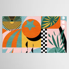 Tropical Orange Forest Sunset / Summer Nature Geometry Landscape Tablecloth Gallery Image 2
