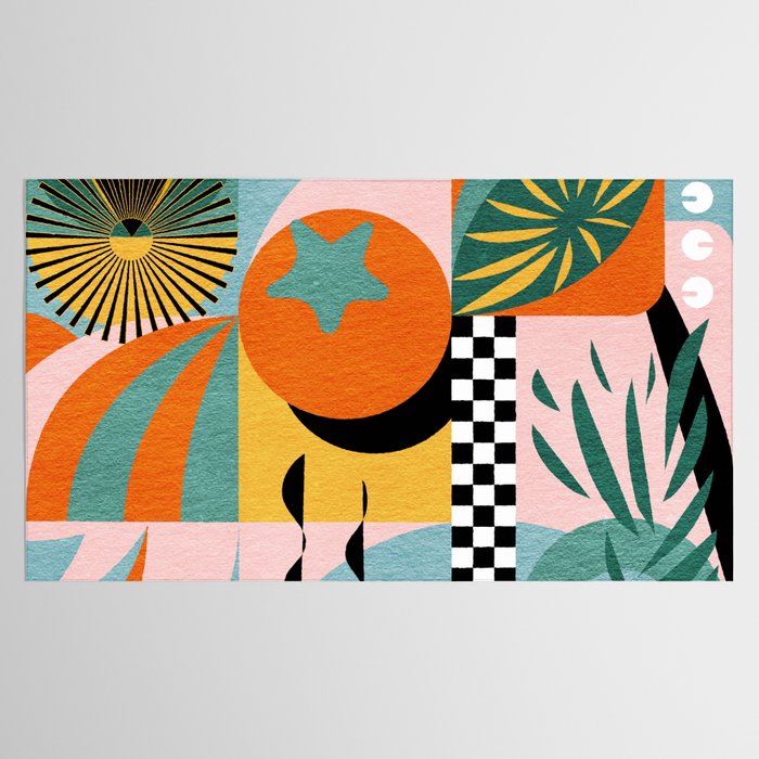 Tropical Orange Forest Sunset / Summer Nature Geometry Landscape Tablecloth Gallery Image 2