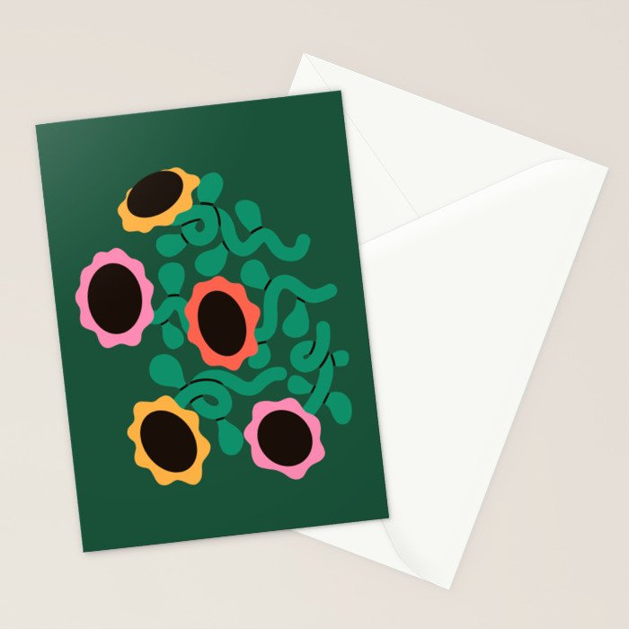Colorful Abstract Sunflowers Stationery Card Gallery Image 2