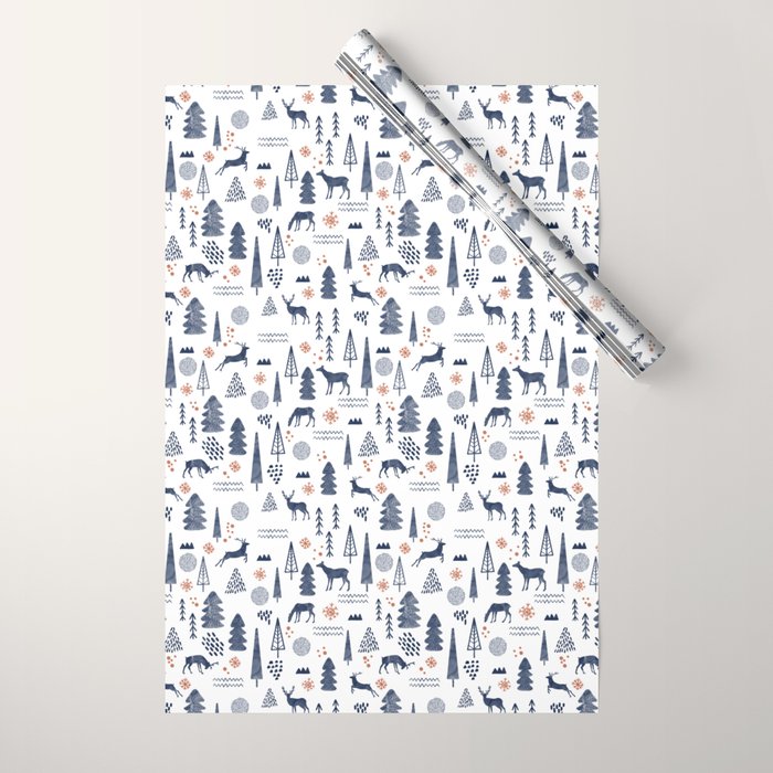 Deer Christmas forest Wrapping Paper Gallery Image 1