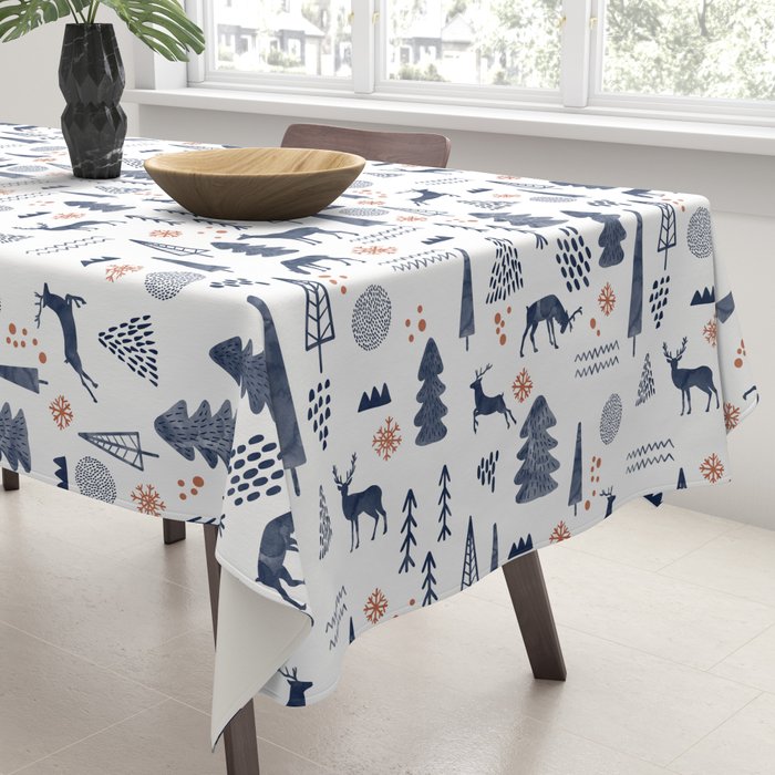 Deer Christmas forest Tablecloth Gallery Image 3
