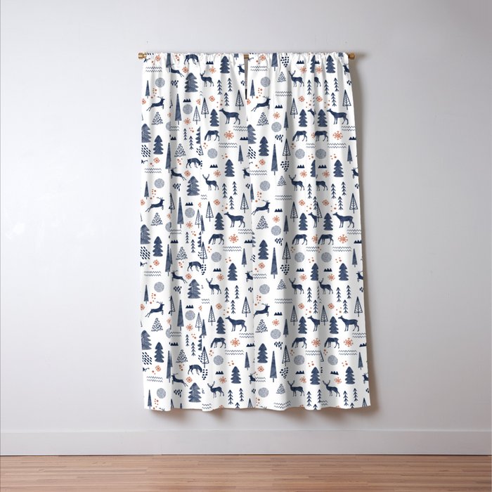 Deer Christmas forest Window Curtain Gallery Image 3