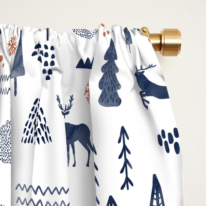 Deer Christmas forest Window Curtain Gallery Image 2