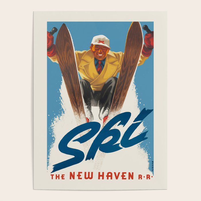 Vintage Skiing Poster - Ski the New Haven, 1930s Poster Gallery Image 4