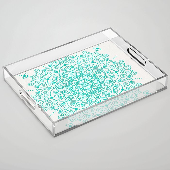 Moroccan Mandala - Turquoise Palette Acrylic Tray Gallery Image 1