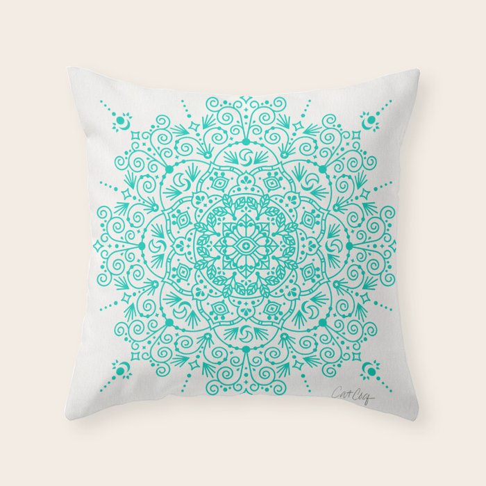 Moroccan Mandala - Turquoise Palette Throw Pillow Gallery Image 6