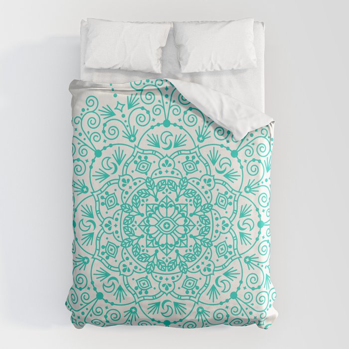 Moroccan Mandala - Turquoise Palette Duvet Cover Gallery Image 6