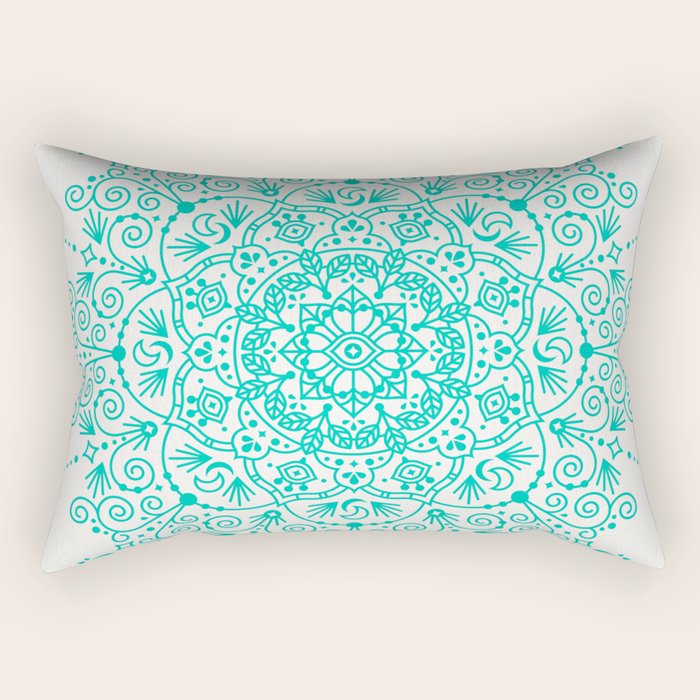 Moroccan Mandala - Turquoise Palette Rectangular Pillow Gallery Image 2