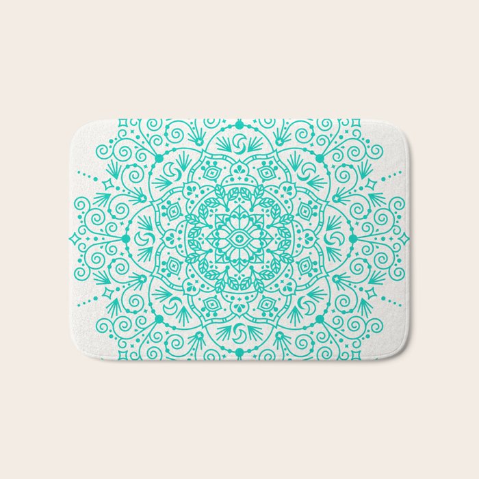 Moroccan Mandala - Turquoise Palette Bath Mat Gallery Image 1