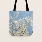 White Dogwood Flowers - spring flower photograph Tote Bag Gallery Image 1