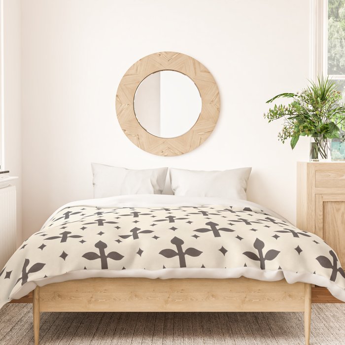 Classic Monochrome Leaf Motif Duvet Cover Gallery Image 3