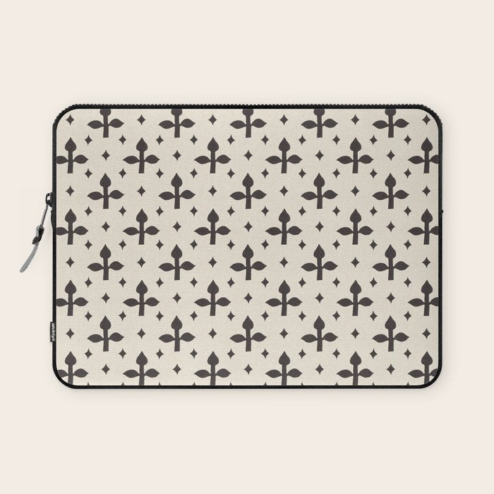 Classic Monochrome Leaf Motif Laptop Sleeve Gallery Image 1