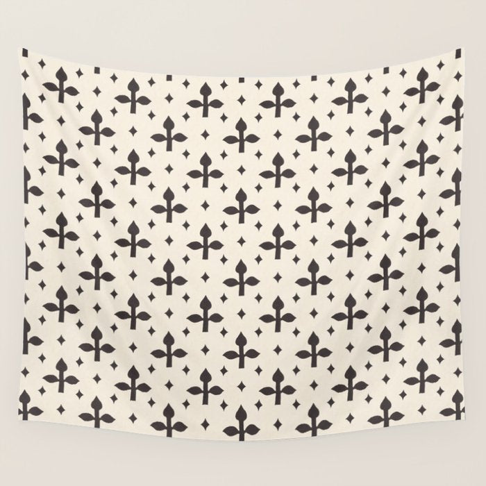 Classic Monochrome Leaf Motif Wall Tapestry Gallery Image 1