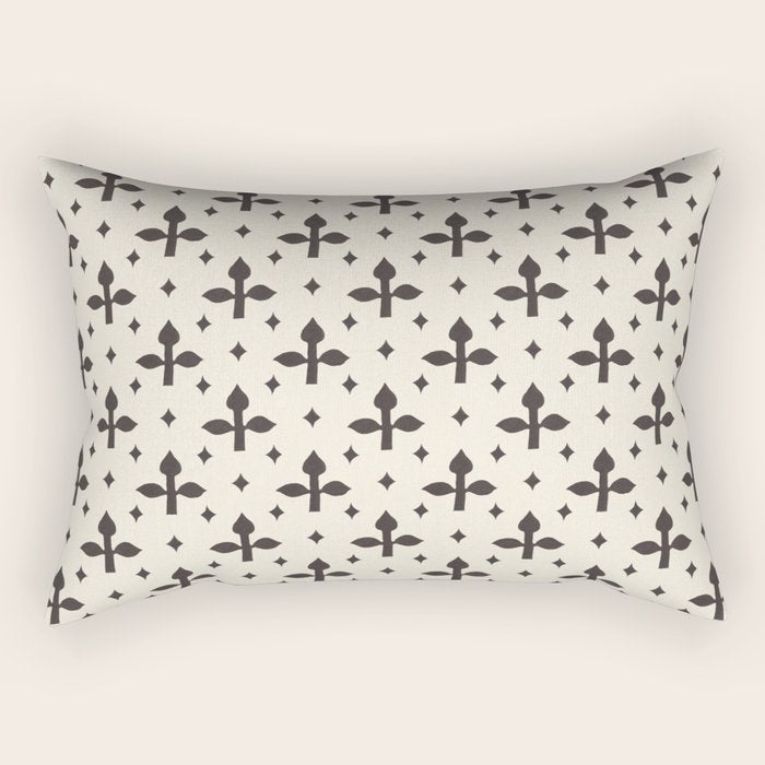Classic Monochrome Leaf Motif Rectangular Pillow Gallery Image 1