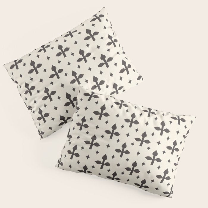 Classic Monochrome Leaf Motif Pillow Sham Gallery Image 1