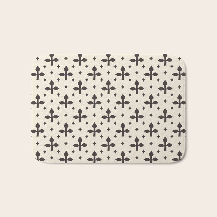 Classic Monochrome Leaf Motif Bath Mat Gallery Image 1