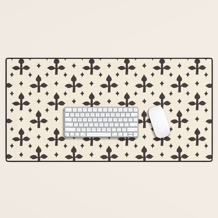 Classic Monochrome Leaf Motif Desk Mat Gallery Image 1